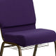 Royal Purple Fabric/Gold Vein Frame |#| 21inchW Church Chair in Royal Purple Fabric with Cup Book Rack - Gold Vein Frame