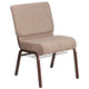 Beige Fabric/Copper Vein Frame |#| 21inchW Church Chair in Beige Fabric with Book Rack - Copper Vein Frame