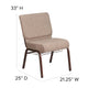 Beige Fabric/Copper Vein Frame |#| 21inchW Church Chair in Beige Fabric with Book Rack - Copper Vein Frame