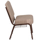 Beige Fabric/Copper Vein Frame |#| 21inchW Church Chair in Beige Fabric with Book Rack - Copper Vein Frame