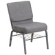 Gray Fabric/Silver Vein Frame |#| 21inchW Church Chair in Gray Fabric with Book Rack - Silver Vein Frame