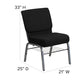 Black Fabric/Silver Vein Frame |#| 21inchW Church Chair in Black Fabric with Book Rack - Silver Vein Frame