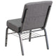 Gray Fabric/Silver Vein Frame |#| 21inchW Church Chair in Gray Fabric with Book Rack - Silver Vein Frame