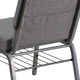 Gray Fabric/Silver Vein Frame |#| 21inchW Church Chair in Gray Fabric with Book Rack - Silver Vein Frame