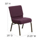 Plum Fabric/Gold Vein Frame |#| 21inchW Stacking Church Chair in Plum Fabric - Gold Vein Frame