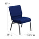 Navy Blue Fabric/Silver Vein Frame |#| 21inchW Stacking Church Chair in Navy Blue Fabric - Silver Vein Frame