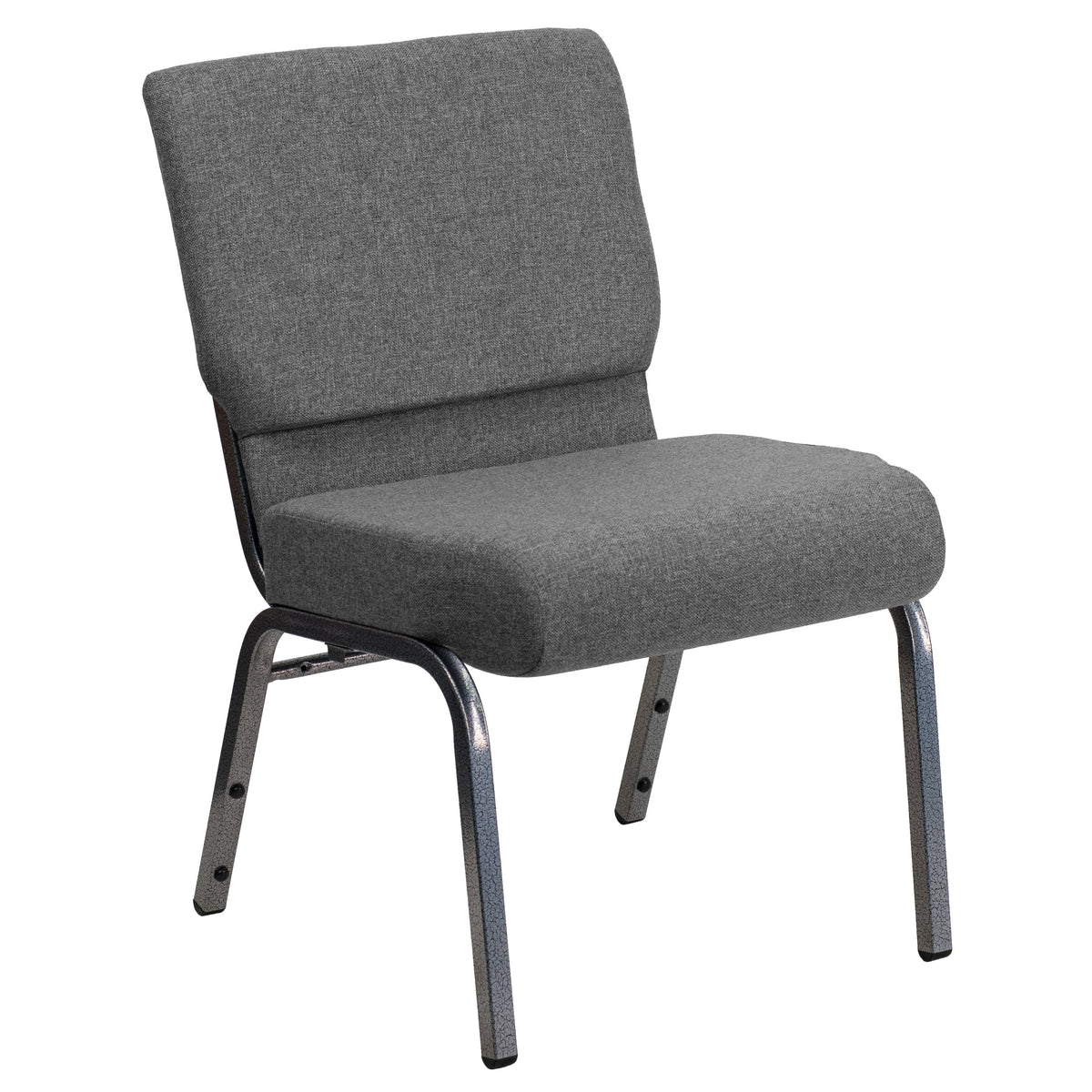 Gray Fabric/Silver Vein Frame |#| 21inchW Stacking Church Chair in Gray Fabric - Silver Vein Frame
