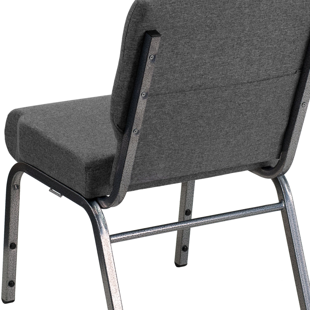 Gray Fabric/Silver Vein Frame |#| 21inchW Stacking Church Chair in Gray Fabric - Silver Vein Frame