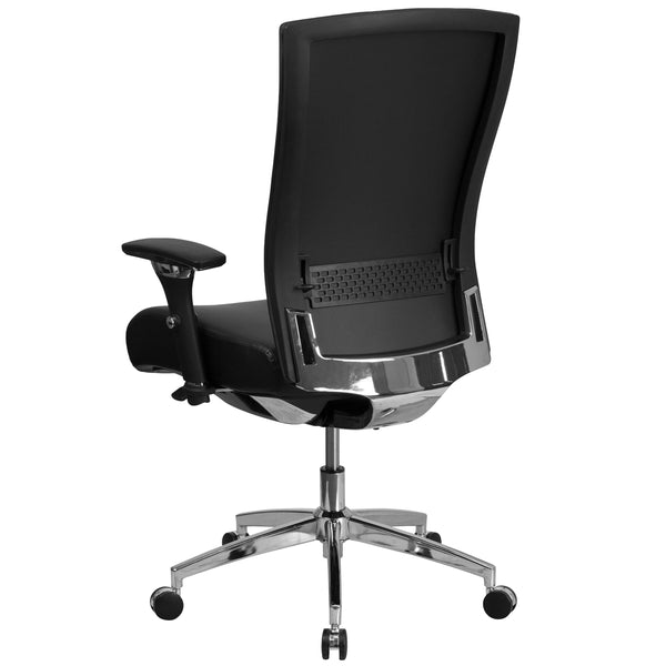 Black LeatherSoft |#| Intensive Use 300 lb. Rated High Back Black LeatherSoft Multifunction Chair