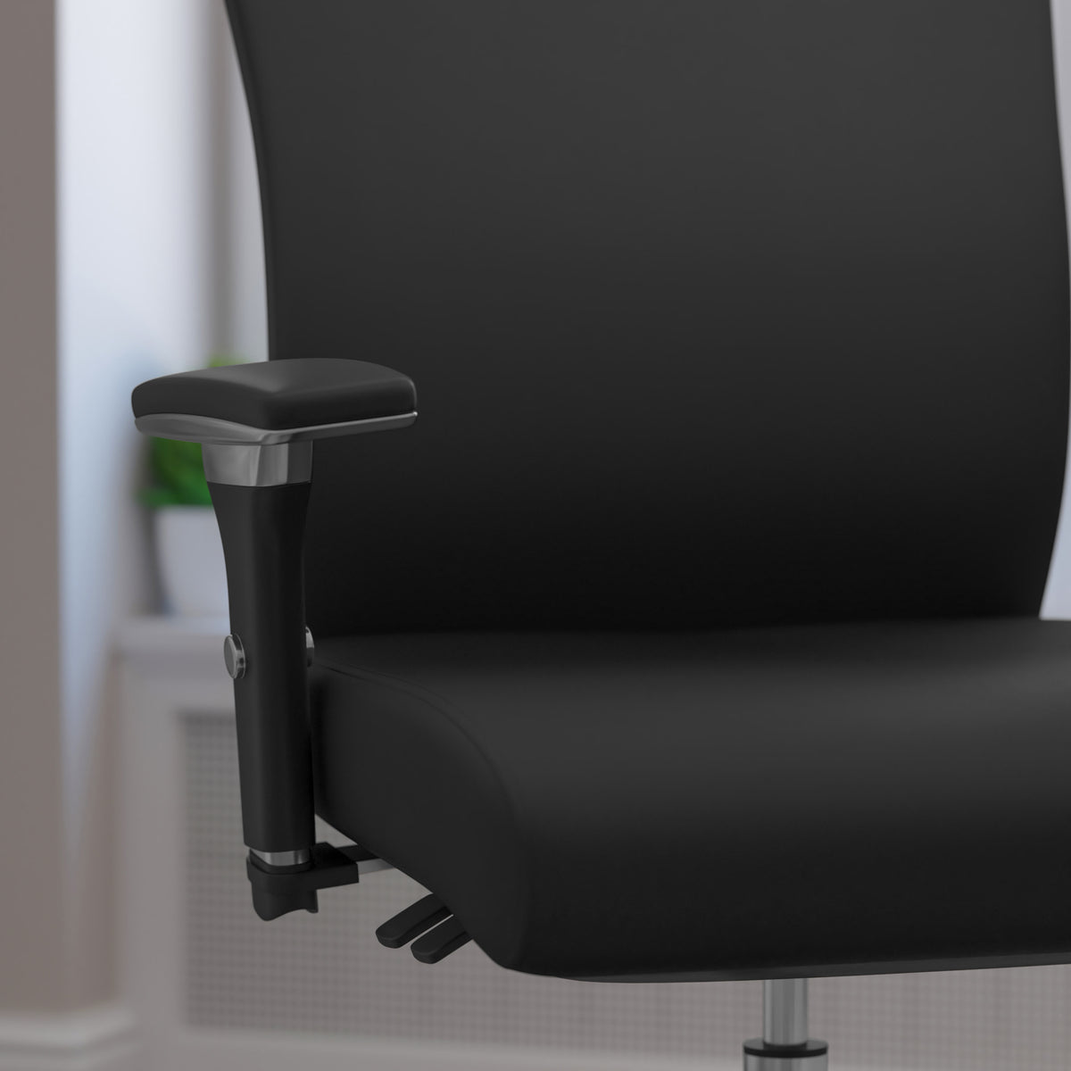 Black LeatherSoft |#| Intensive Use 300 lb. Rated Mid-Back Black LeatherSoft Multifunction Chair