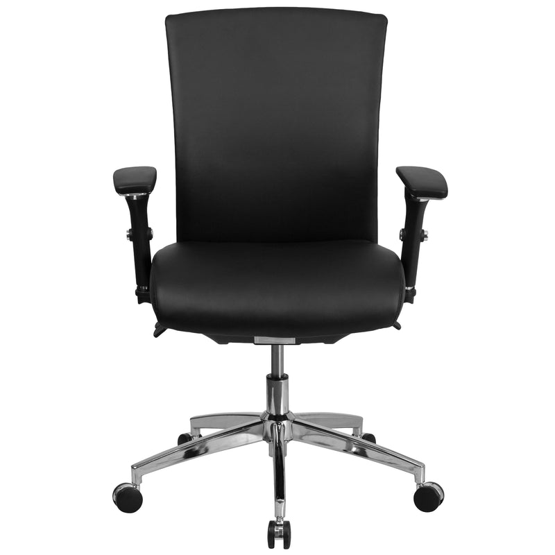 Black LeatherSoft |#| Intensive Use 300 lb. Rated Mid-Back Black LeatherSoft Multifunction Chair