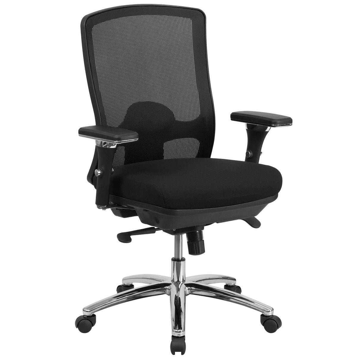 24/7 Intensive Use Big & Tall 350 lb. Rated Black Mesh Multifunction Chair