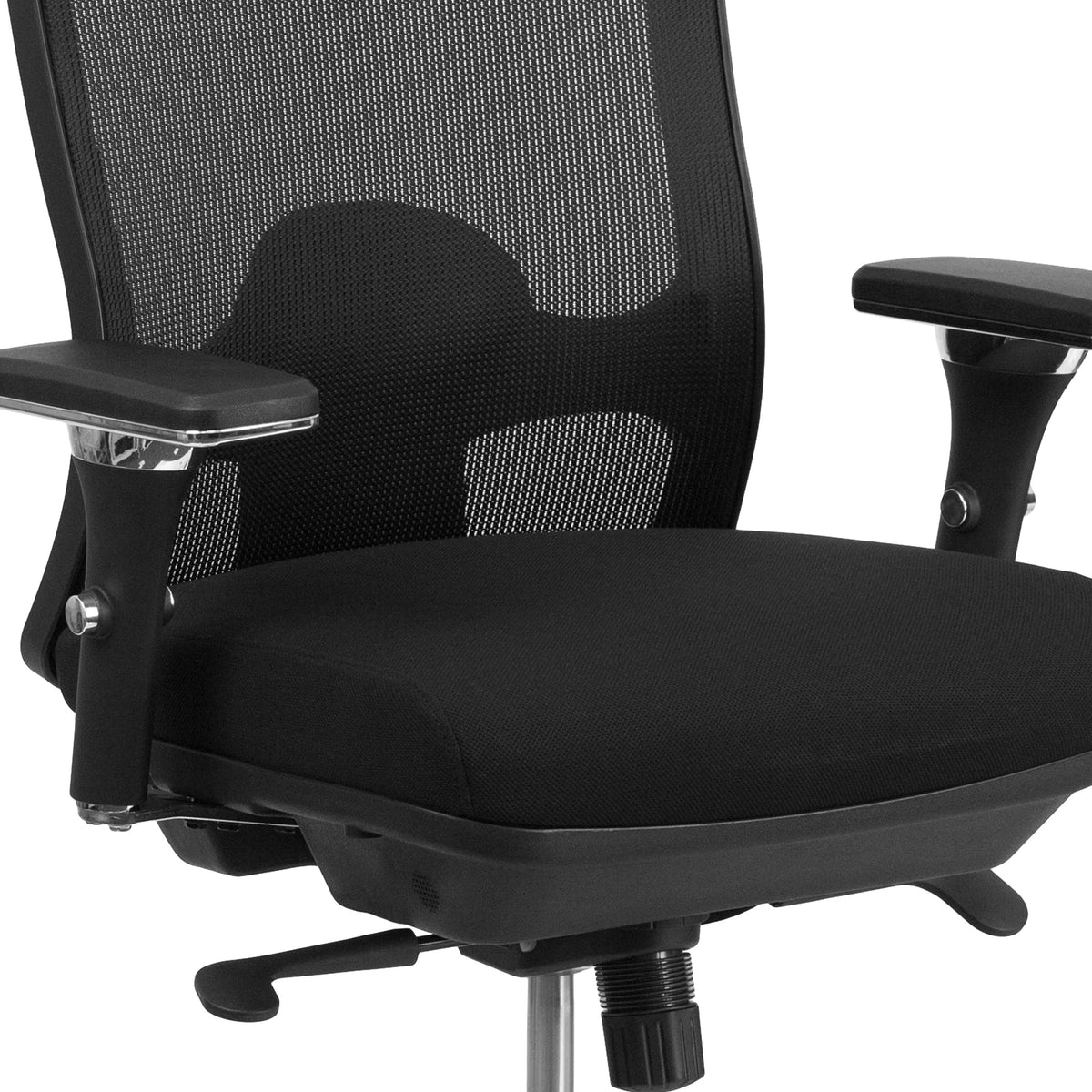 24/7 Intensive Use Big & Tall 350 lb. Rated Black Mesh Multifunction Chair