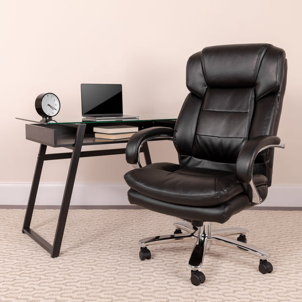 Black LeatherSoft |#| 24/7 Intensive Use Big & Tall 500 lb. Rated Black LeatherSoft Office Chair