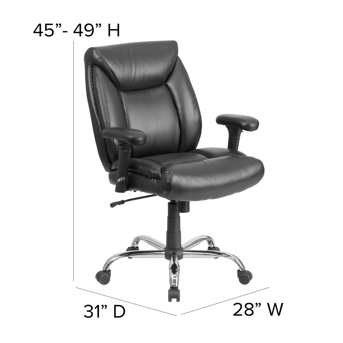 Black LeatherSoft |#| 24/7 Intensive Use Big & Tall 500 lb. Rated Black LeatherSoft Office Chair