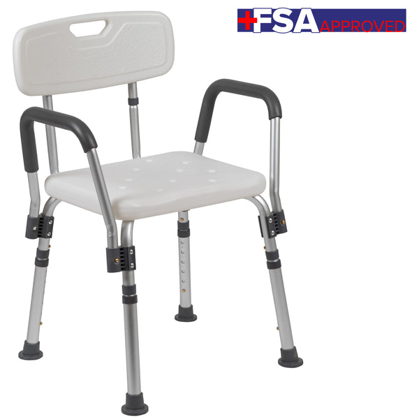 White |#| 300 Lb. Capacity Quick Release Back & Arm White Shower Chair
