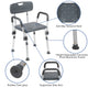 Gray |#| 300 Lb. Capacity Quick Release Back & Arm Gray Shower Chair