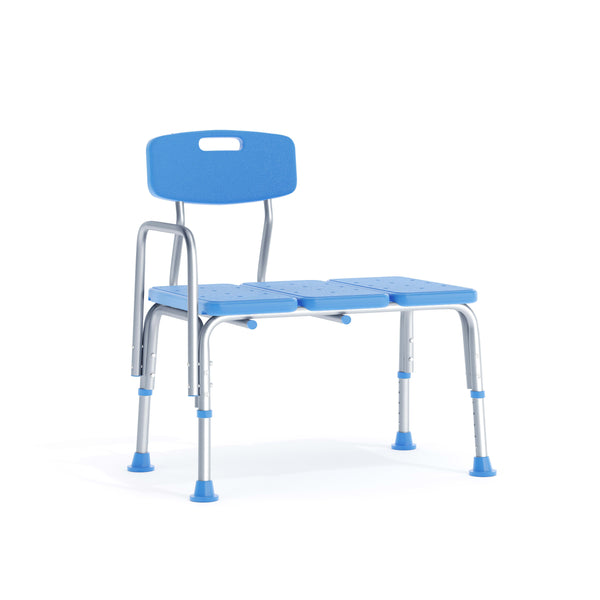 Blue |#| Adjustable Bath & Shower Medical Transfer Bench with Back and Side Arm in Blue