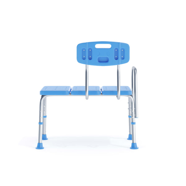 Blue |#| Adjustable Bath & Shower Medical Transfer Bench with Back and Side Arm in Blue