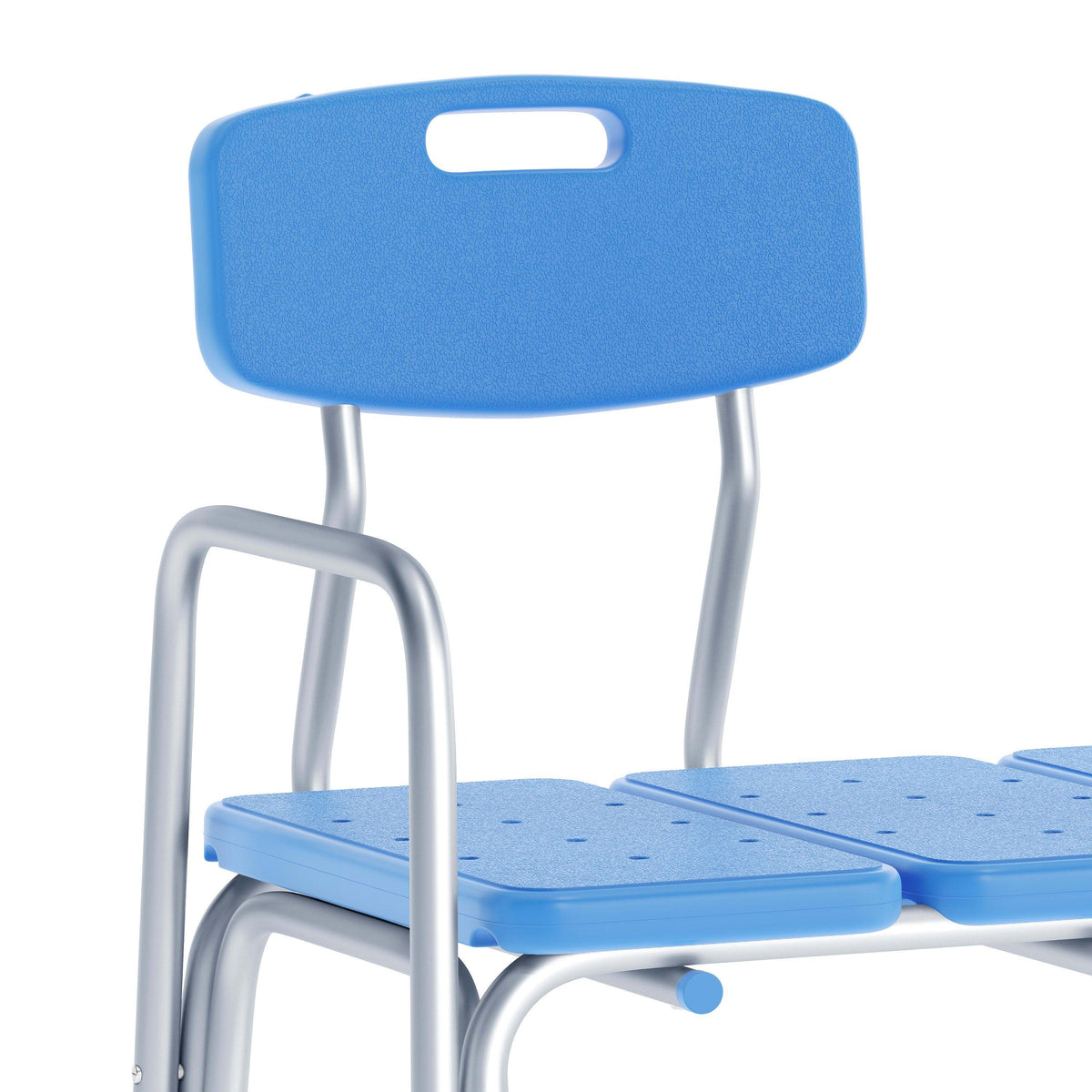 Blue |#| Adjustable Bath & Shower Medical Transfer Bench with Back and Side Arm in Blue