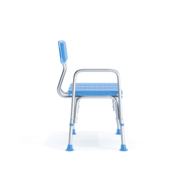Blue |#| Adjustable Bath & Shower Medical Transfer Bench with Back and Side Arm in Blue
