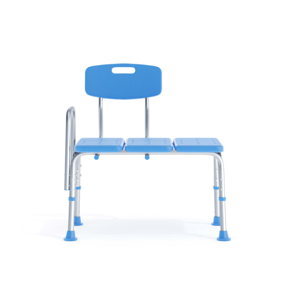 Blue |#| Adjustable Bath & Shower Medical Transfer Bench with Back and Side Arm in Blue