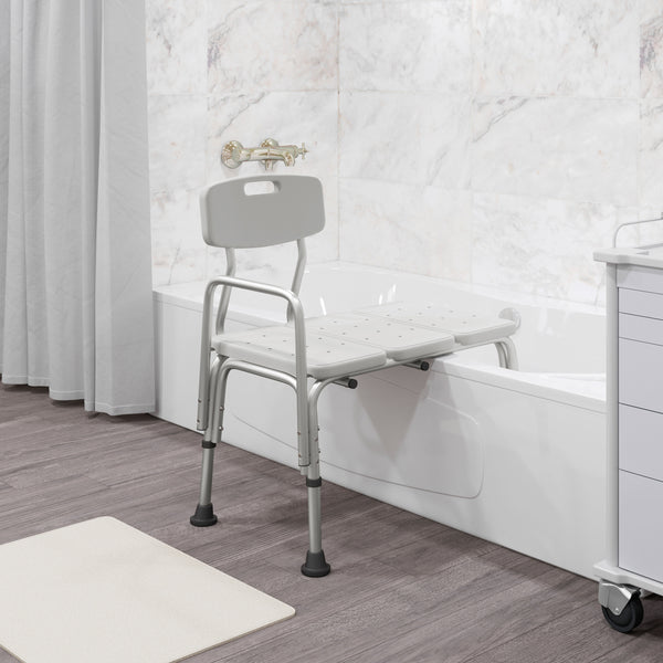 White |#| 300 Lb. Capacity Adjustable White Bath & Shower Medical Transfer Bench
