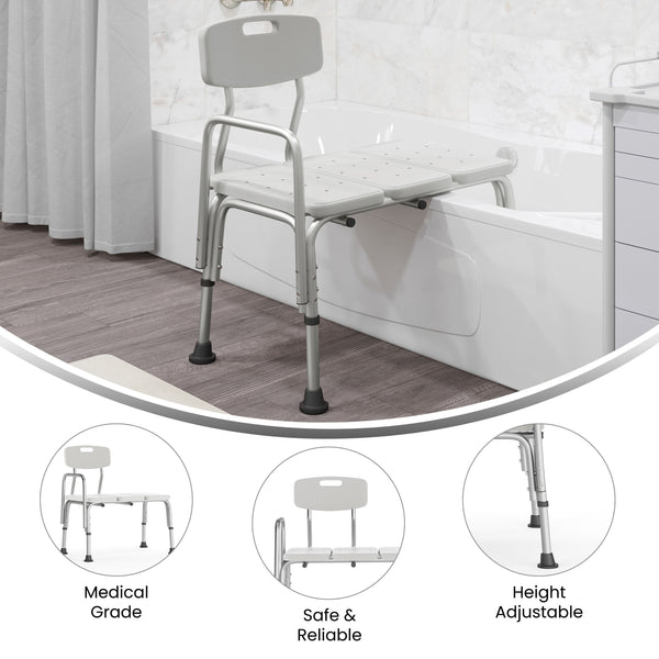 White |#| 300 Lb. Capacity Adjustable White Bath & Shower Medical Transfer Bench