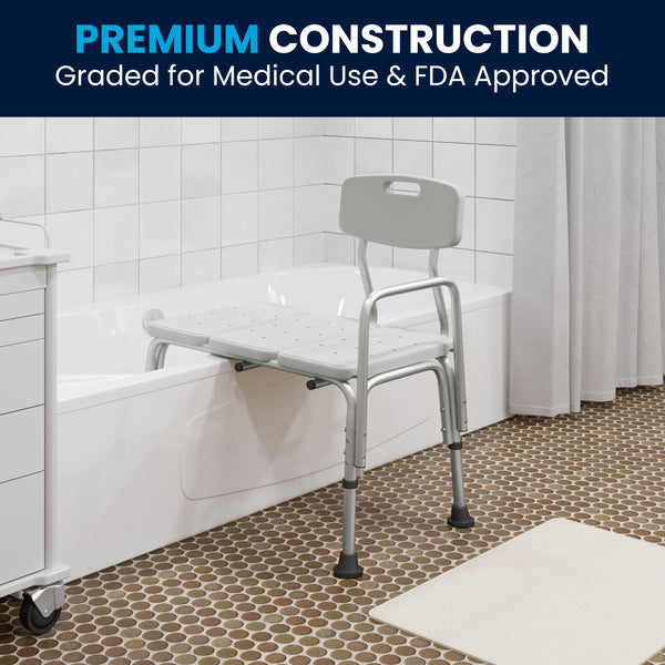 White |#| 300 Lb. Capacity Adjustable White Bath & Shower Medical Transfer Bench