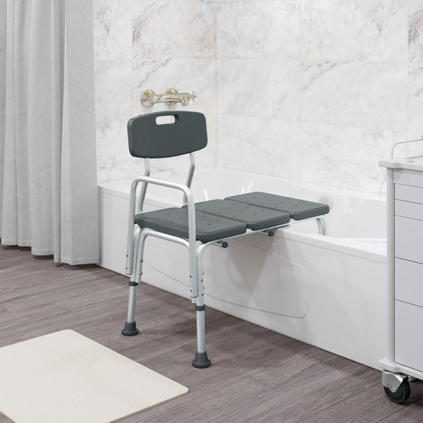 Gray |#| 300 Lb. Capacity Adjustable Gray Bath & Shower Medical Transfer Bench