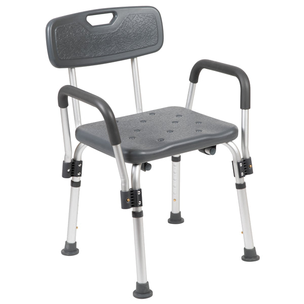 Gray |#| 300 Lb. Capacity Adjustable Gray Bath & Shower Chair with Depth Adjustable Back
