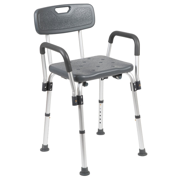 Gray |#| 300 Lb. Capacity Adjustable Gray Bath & Shower Chair with Depth Adjustable Back