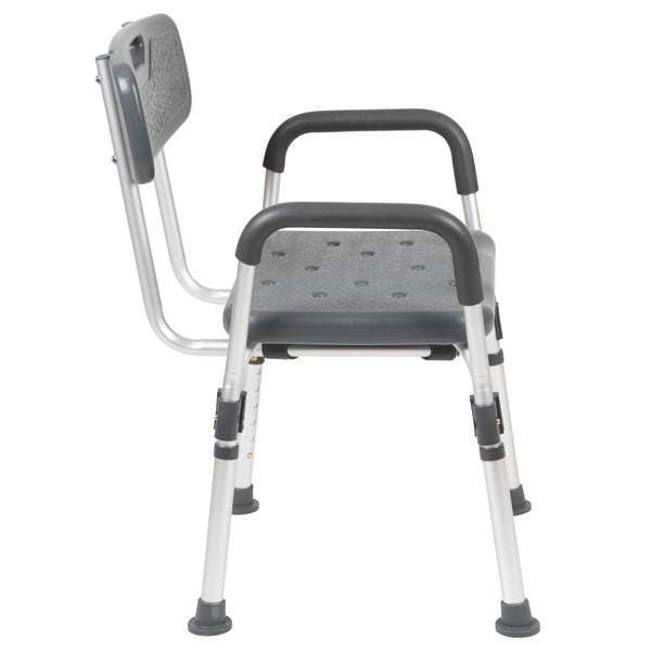 Gray |#| 300 Lb. Capacity Adjustable Gray Bath & Shower Chair with Depth Adjustable Back