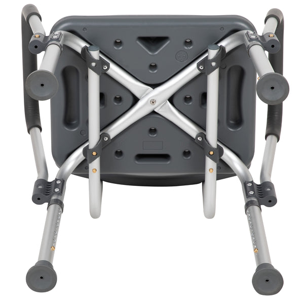 Gray |#| 300 Lb. Capacity Adjustable Gray Bath & Shower Chair with Depth Adjustable Back
