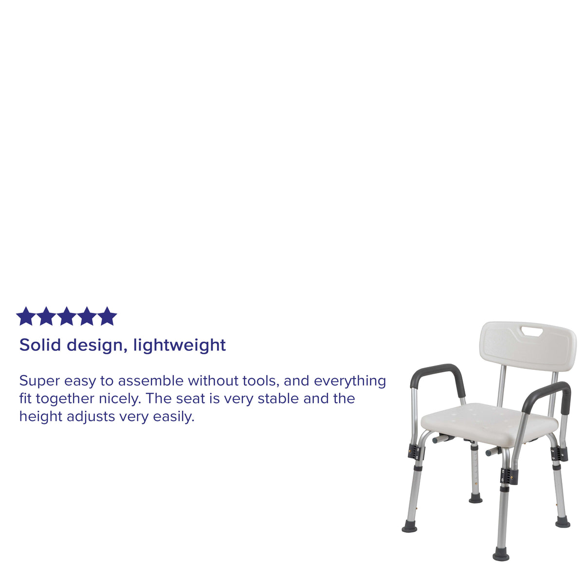 White |#| 300 Lb. Capacity Adjustable White Bath & Shower Chair with Depth Adjustable Back