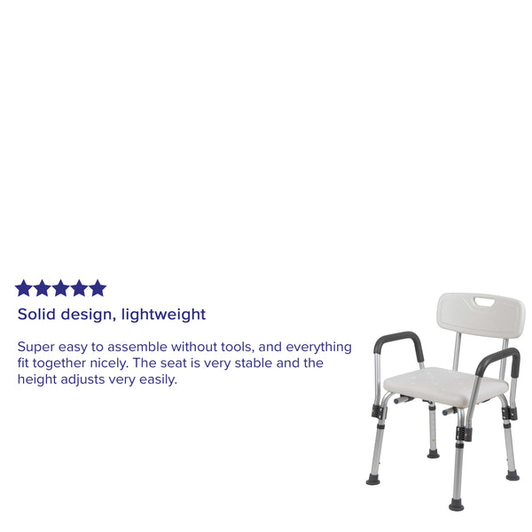 White |#| 300 Lb. Capacity Adjustable White Bath & Shower Chair with Depth Adjustable Back