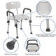 White |#| 300 Lb. Capacity Adjustable White Bath & Shower Chair with Depth Adjustable Back