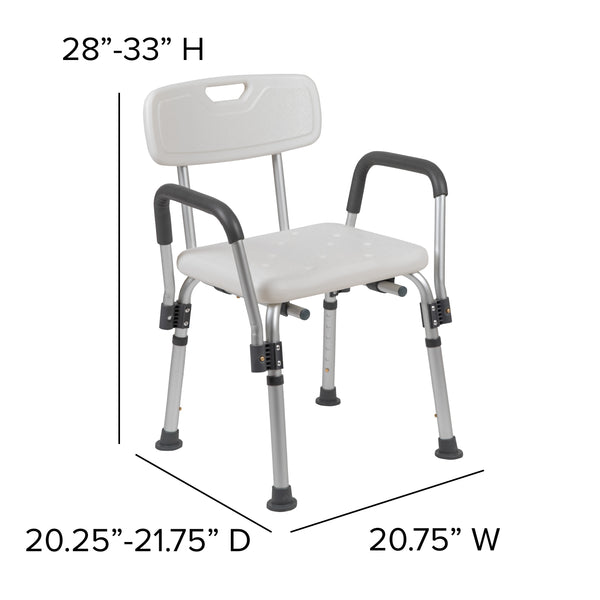 White |#| 300 Lb. Capacity Adjustable White Bath & Shower Chair with Depth Adjustable Back