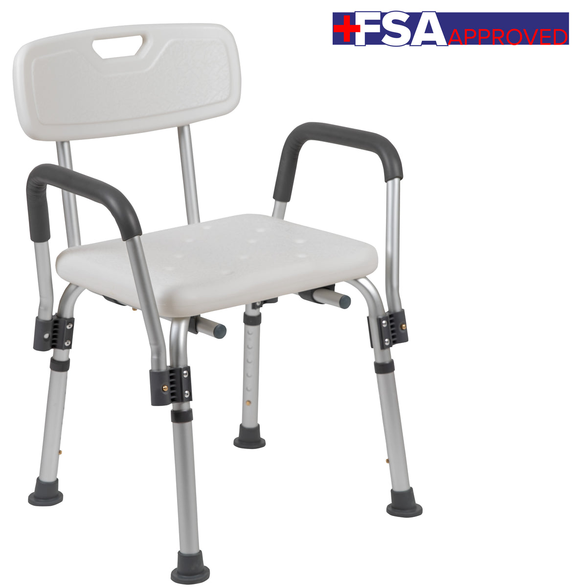 White |#| 300 Lb. Capacity Adjustable White Bath & Shower Chair with Depth Adjustable Back