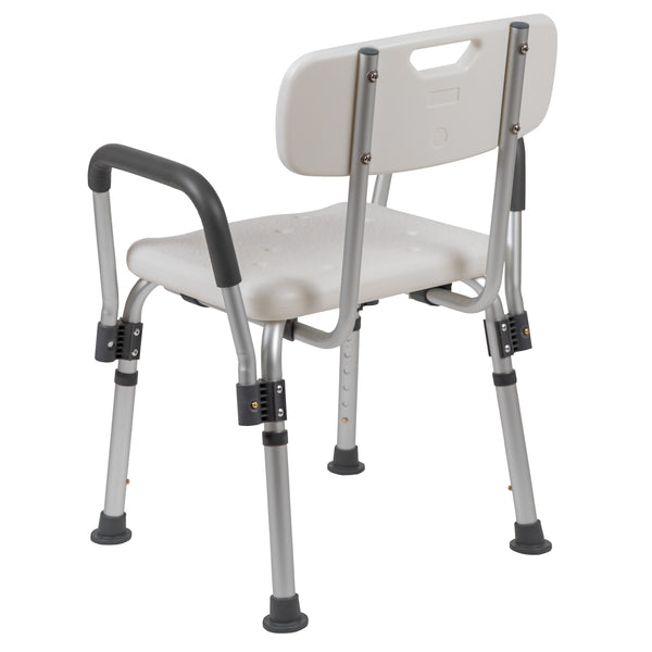 White |#| 300 Lb. Capacity Adjustable White Bath & Shower Chair with Depth Adjustable Back