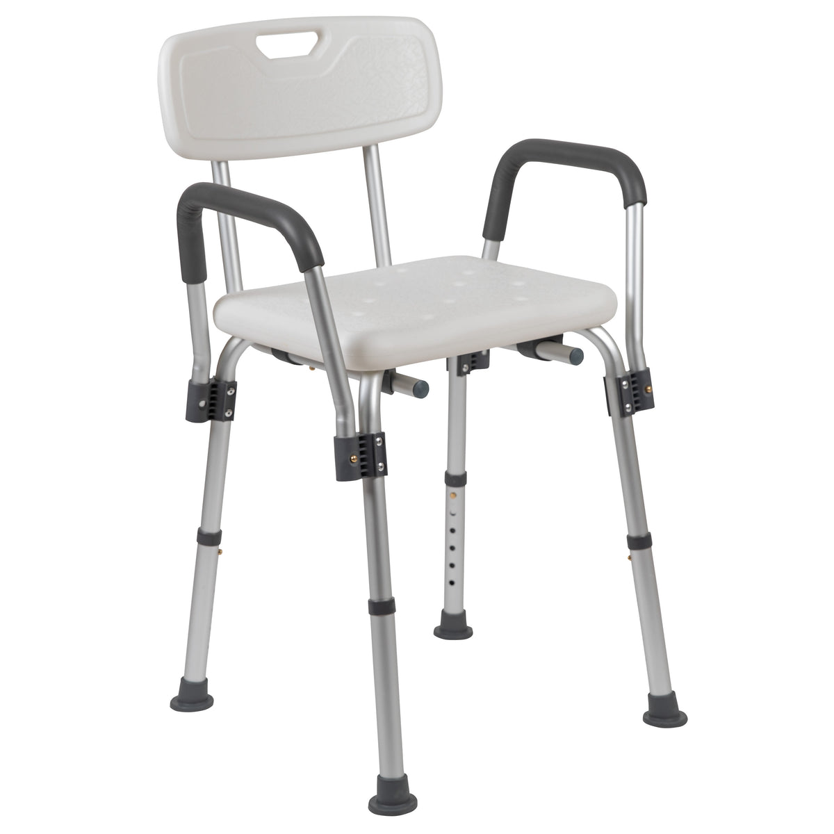 White |#| 300 Lb. Capacity Adjustable White Bath & Shower Chair with Depth Adjustable Back