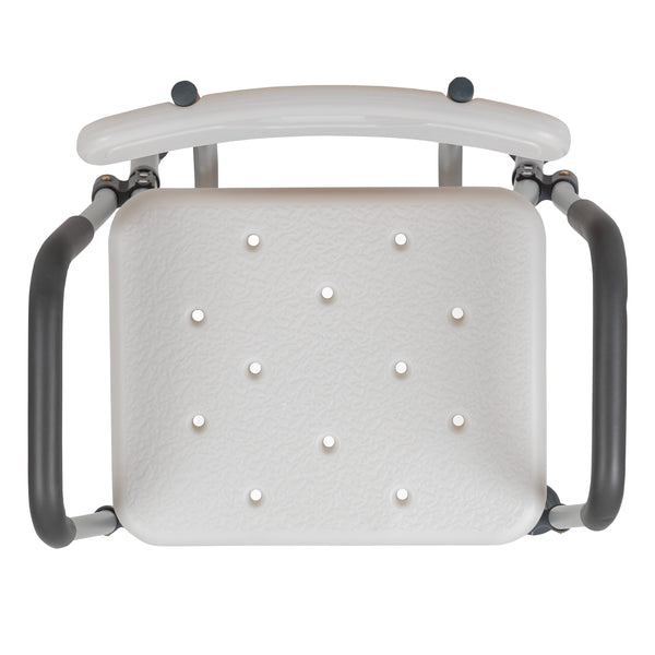 White |#| 300 Lb. Capacity Adjustable White Bath & Shower Chair with Depth Adjustable Back