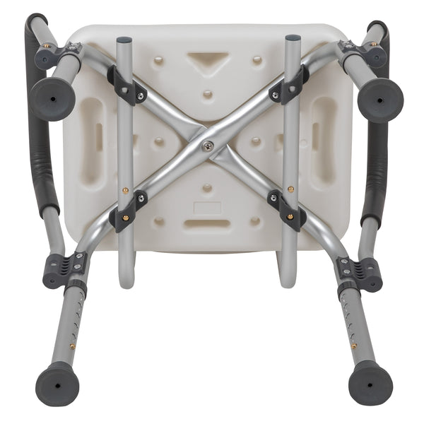 White |#| 300 Lb. Capacity Adjustable White Bath & Shower Chair with Depth Adjustable Back