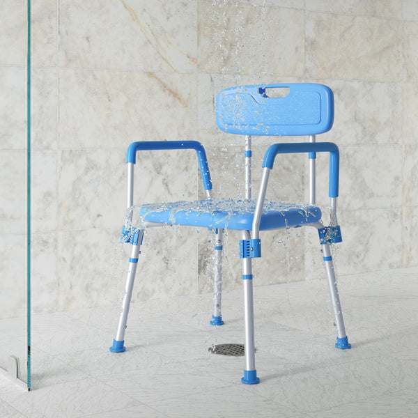 Blue |#| Adjustable Bath & Shower Chair with Depth Adjustable Back - Blue