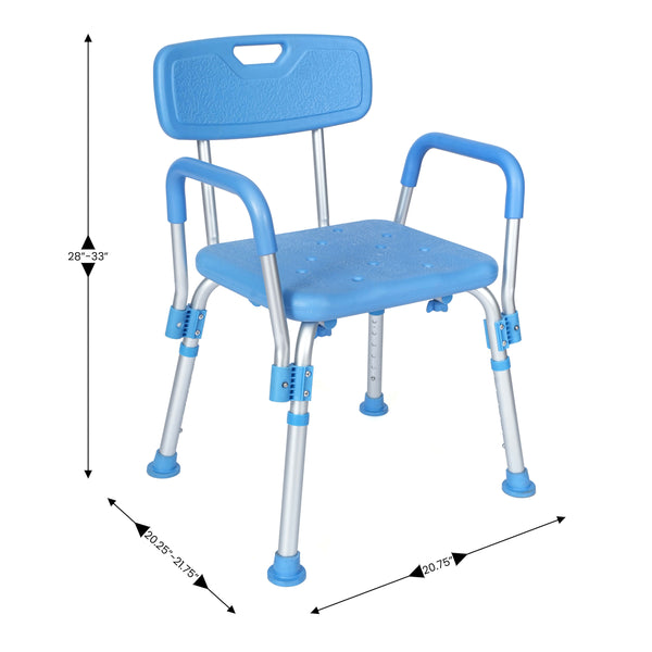 Blue |#| Adjustable Bath & Shower Chair with Depth Adjustable Back - Blue