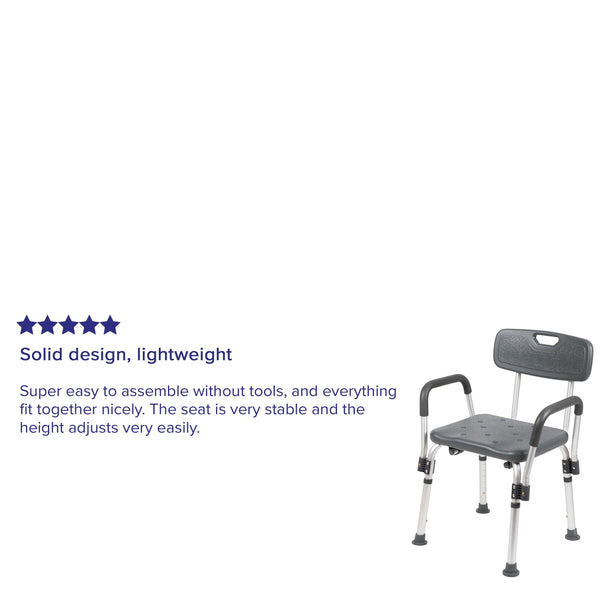 Gray |#| 300 Lb. Capacity Adjustable Gray Bath & Shower Chair with Depth Adjustable Back