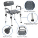 Gray |#| 300 Lb. Capacity Adjustable Gray Bath & Shower Chair with Depth Adjustable Back