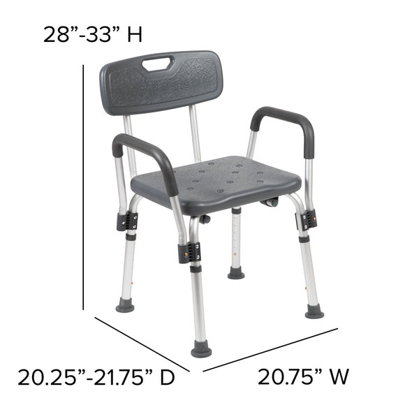 Gray |#| 300 Lb. Capacity Adjustable Gray Bath & Shower Chair with Depth Adjustable Back