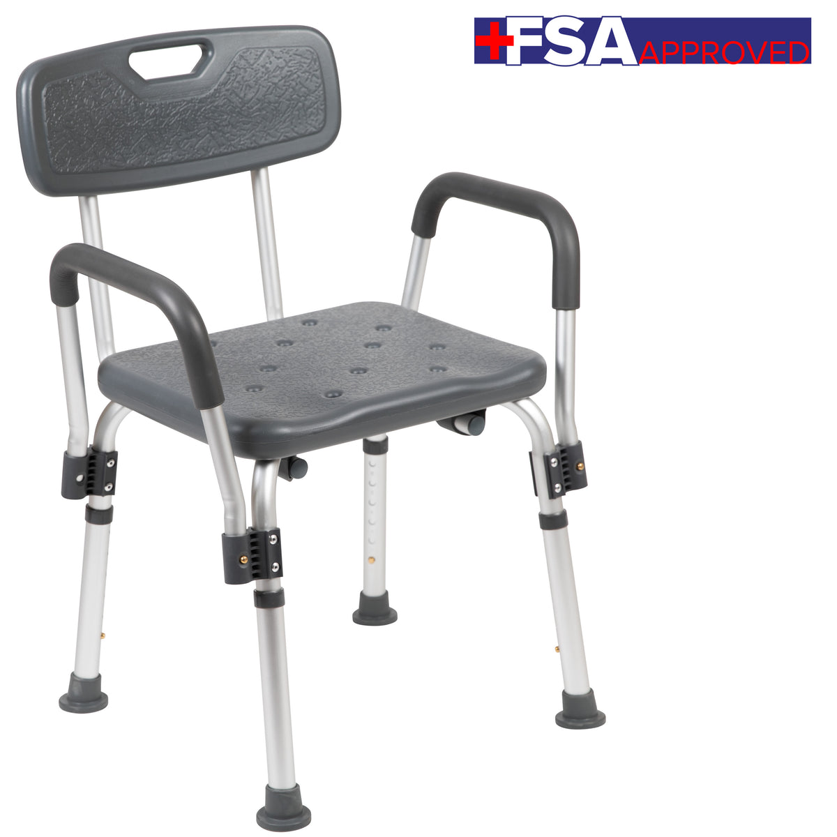 Gray |#| 300 Lb. Capacity Adjustable Gray Bath & Shower Chair with Depth Adjustable Back