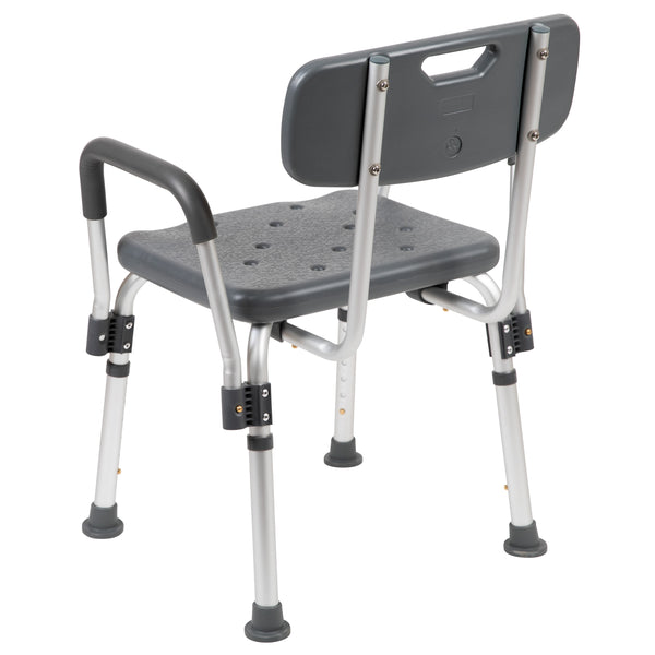 Gray |#| 300 Lb. Capacity Adjustable Gray Bath & Shower Chair with Depth Adjustable Back
